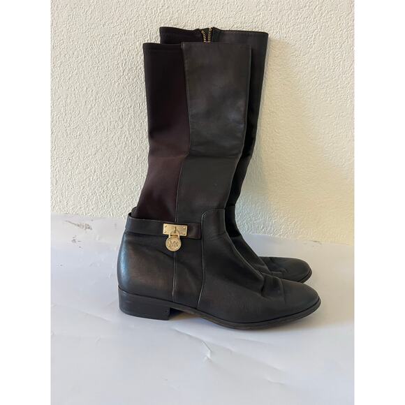 Michael Kors Hamilton Knee High Brown Leather Boots Shoes Women 6M Read - Picture 2 of 15
